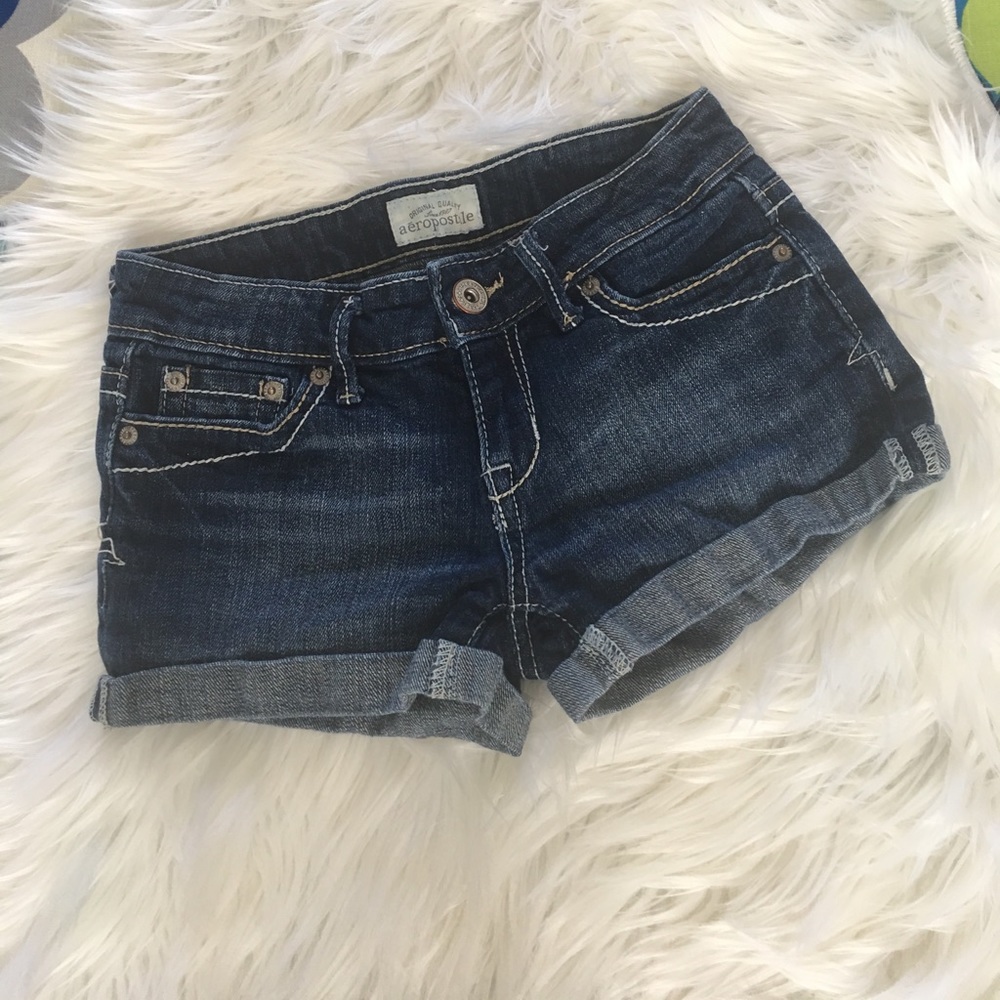 Aéropostale Dark Denim Cutoff Shorts, 00