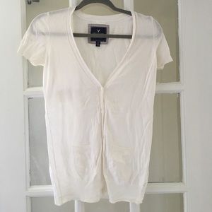 White short sleeve cardigan