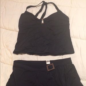 Two piece skirted bathing suit