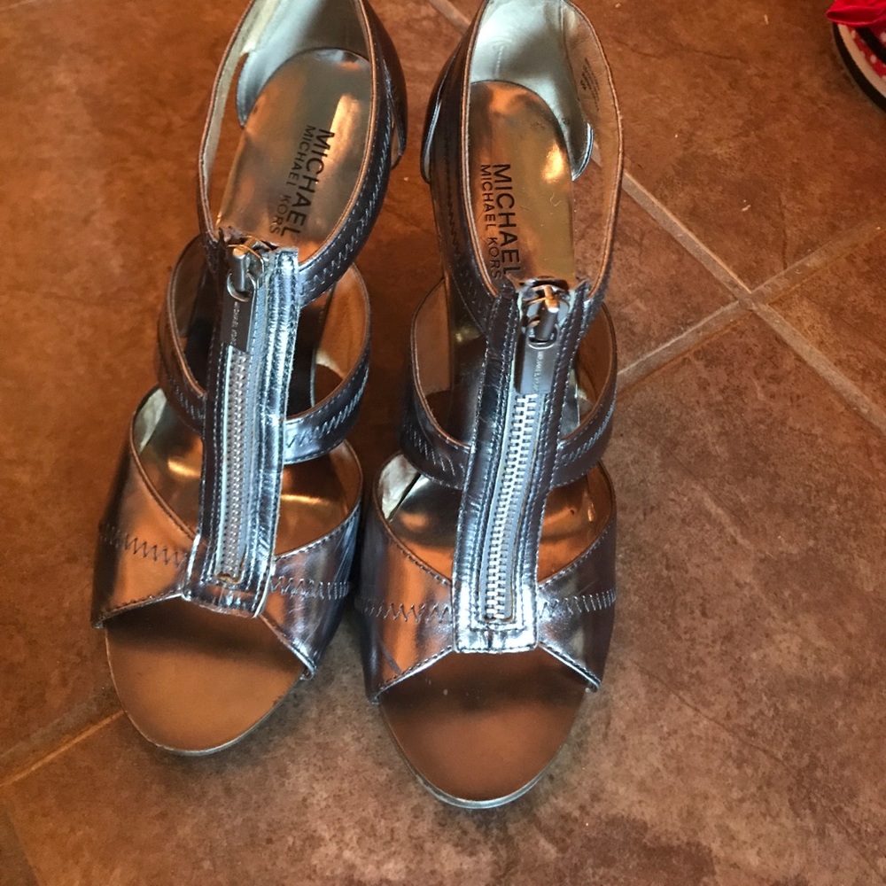 Michael Kors Silver Zip up Heels.