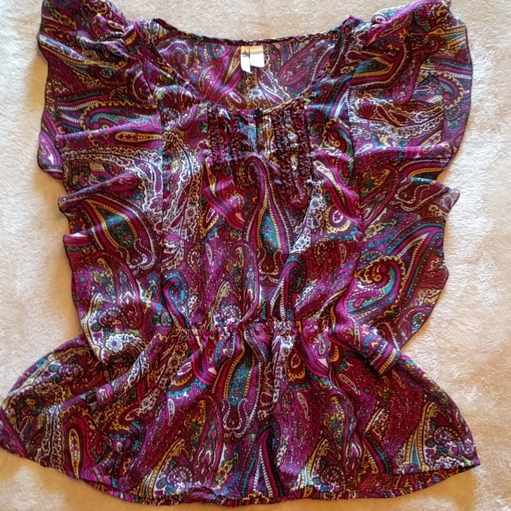 6 DEGREES peplum sheer blouse