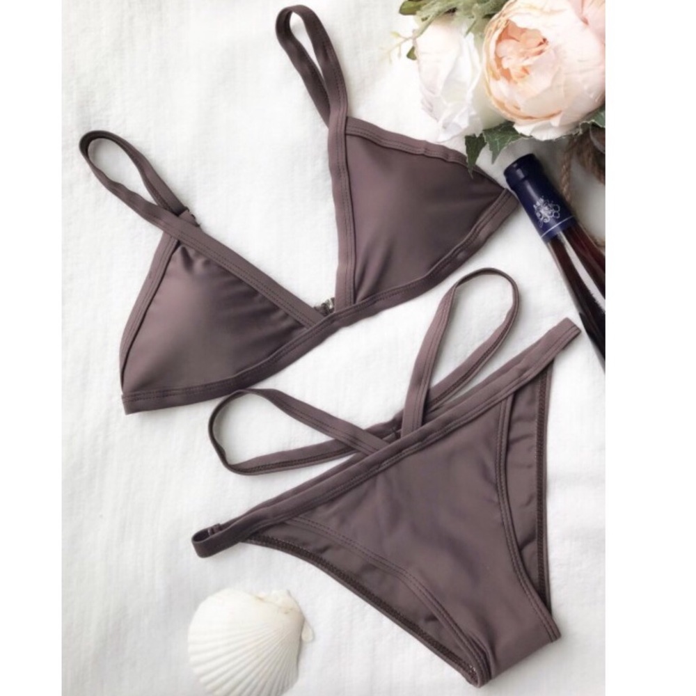 Padded V Strap Thong Bikini set