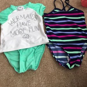 Two toddler swim suits