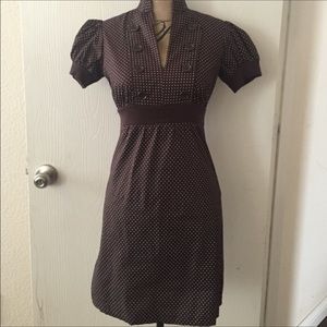 Retro Polka Dot Fitted Dress w/ Mandarin Collar