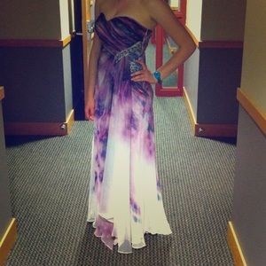 LA FEMME Purple Ombré Prom Dress w/ side slit!💃🏻