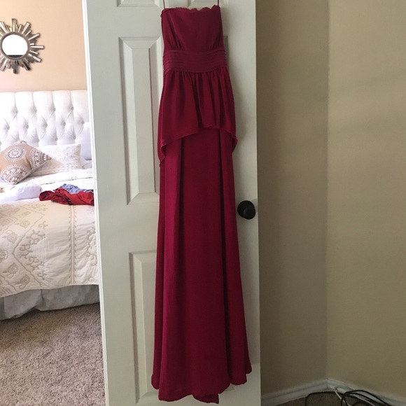 RED PEPLUM BCBG GOWN - Picture 2 of 5