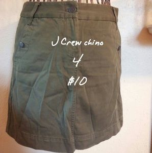 J Crew chino olive skirt