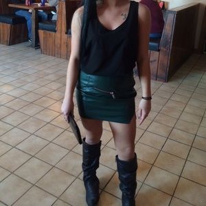 Forever 21 Skirts - Green faux leather mini skirt with zippers Forever 21 Skirts - Green faux leather mini skirt with zippers