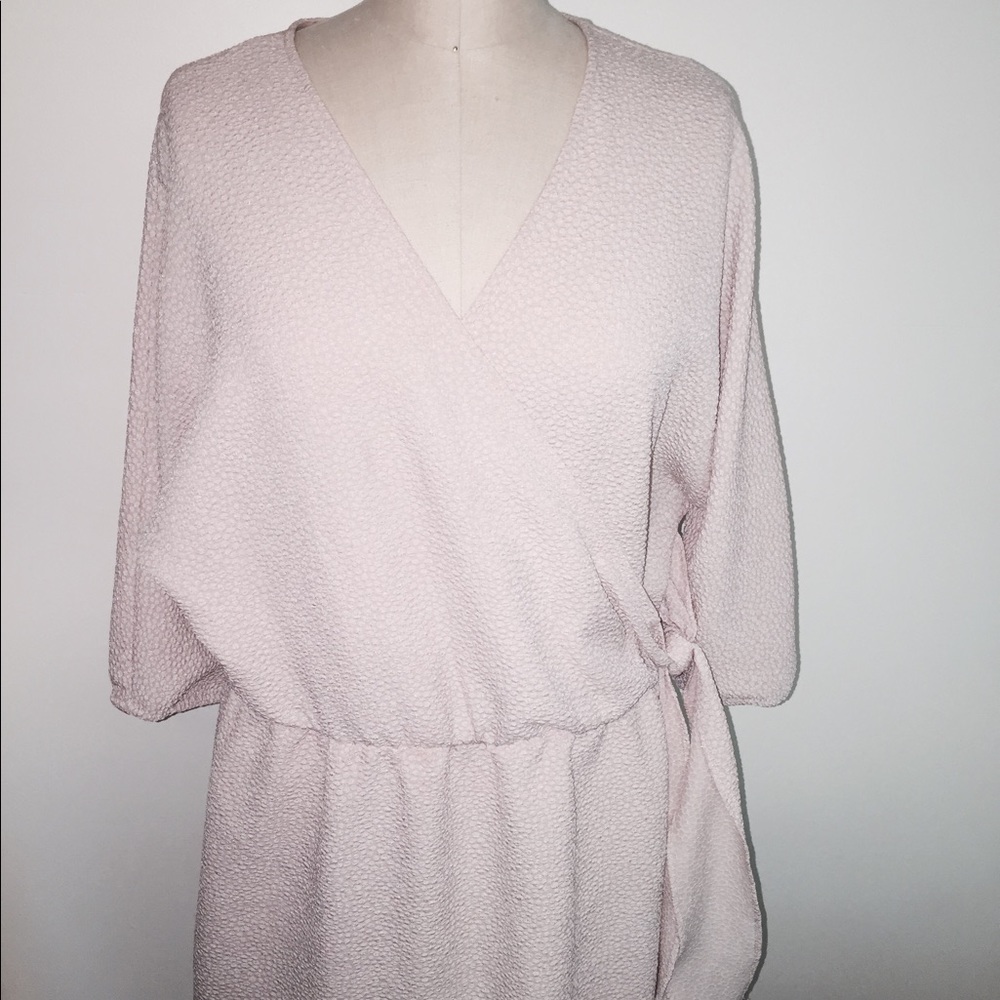 Textured Blush Bar III Mini Wrap Dress Size XL