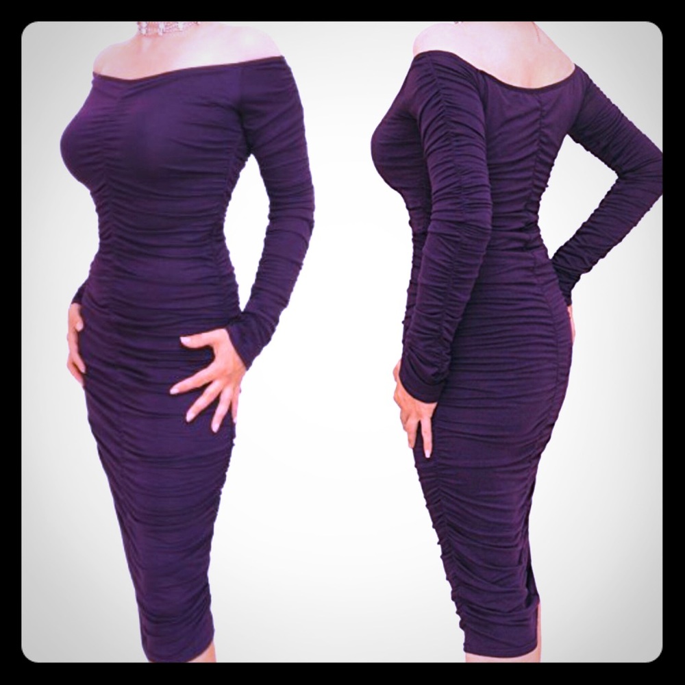 ✨NWT✨ Sexy Purple Ruched Bodycon Dress