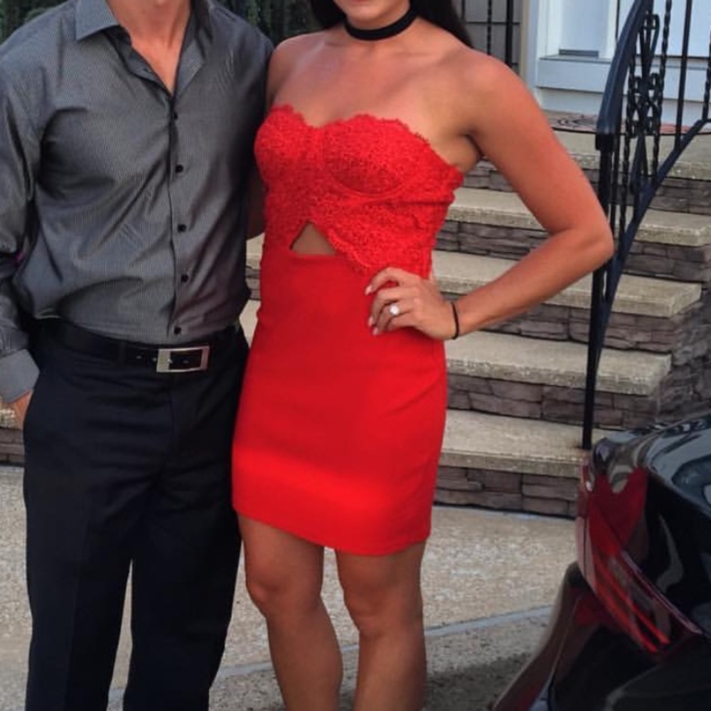 Strapless Red Mini Dress