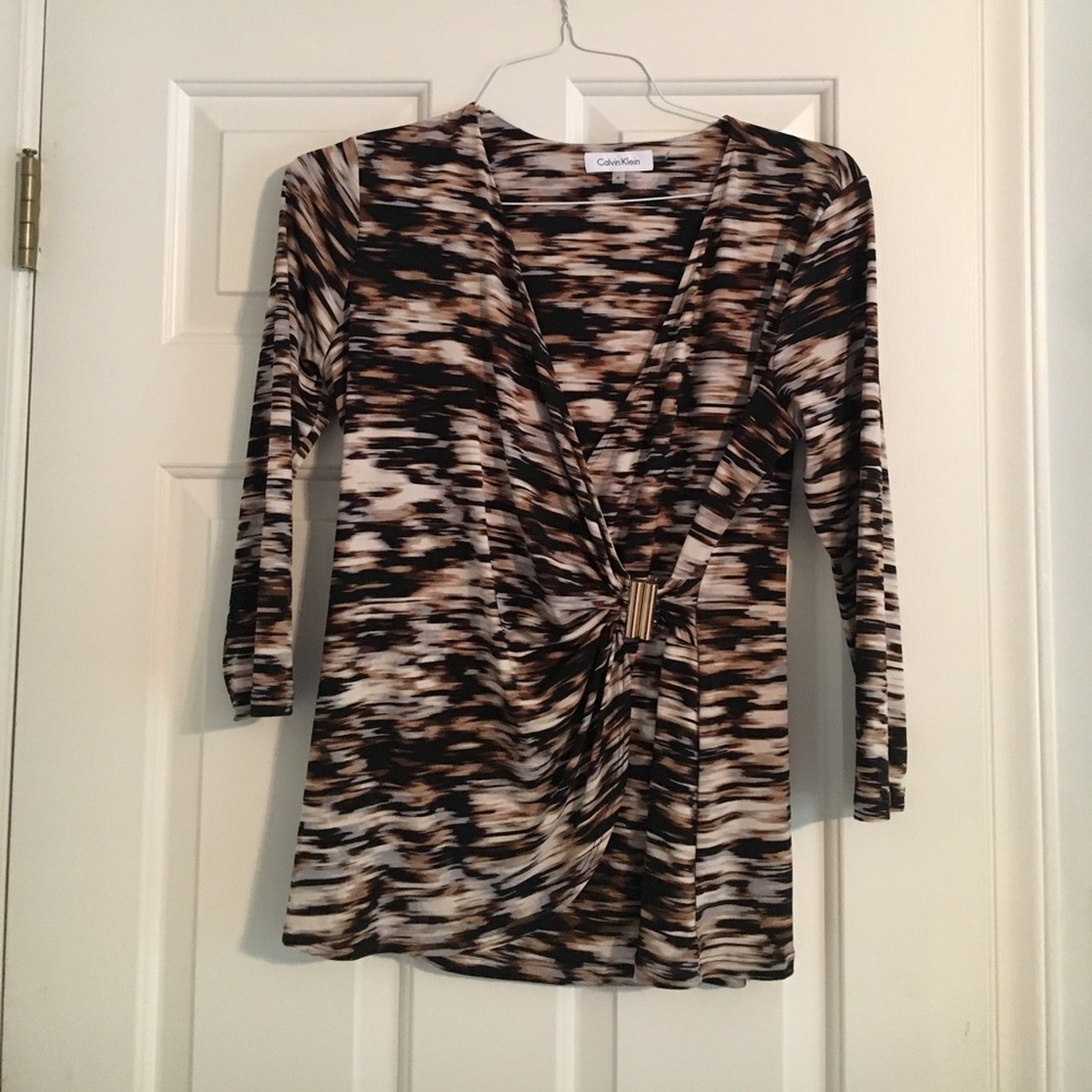 Calvin Klein 3/4 sleeve print blouse