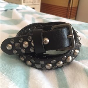 Skinny Studded Leather Rocker Belt