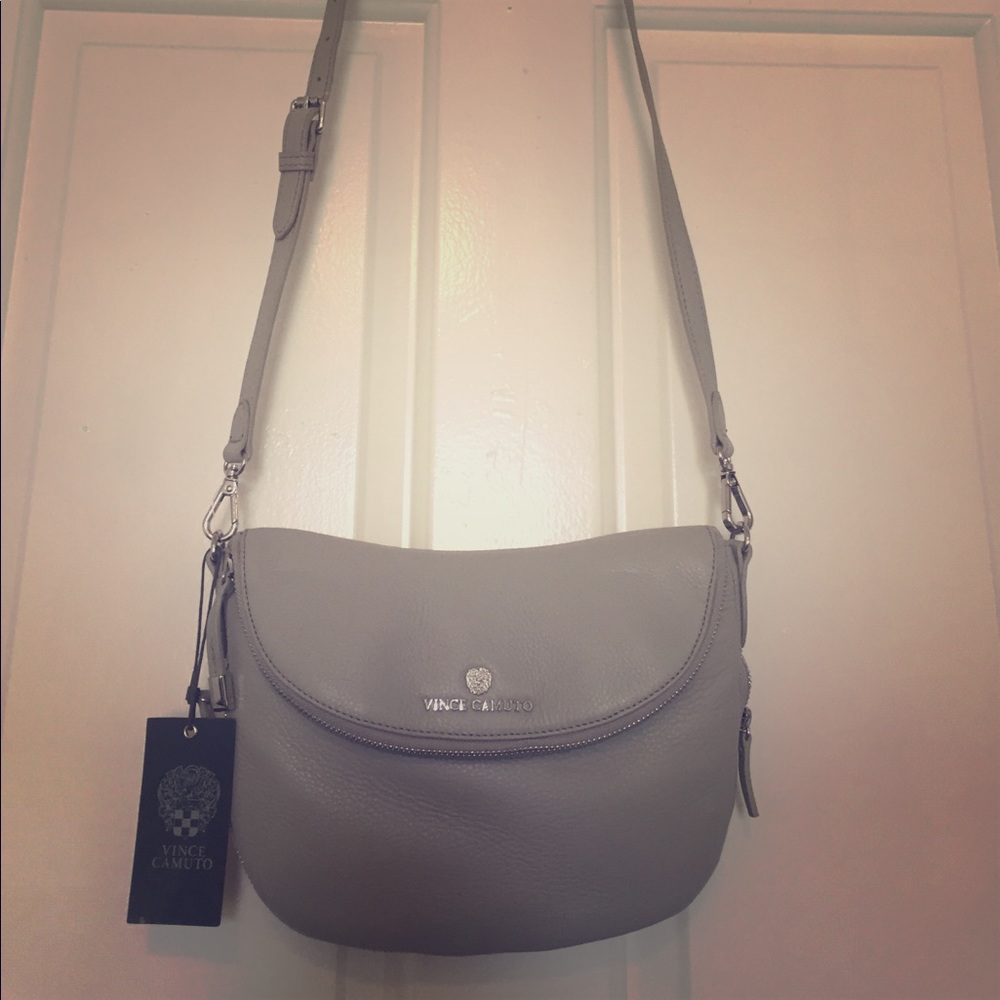 Vince Camuto Rizo Flap Saddle bag in Grey- NWT