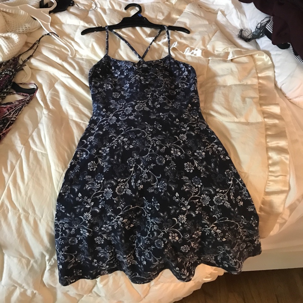 blue floral dress
