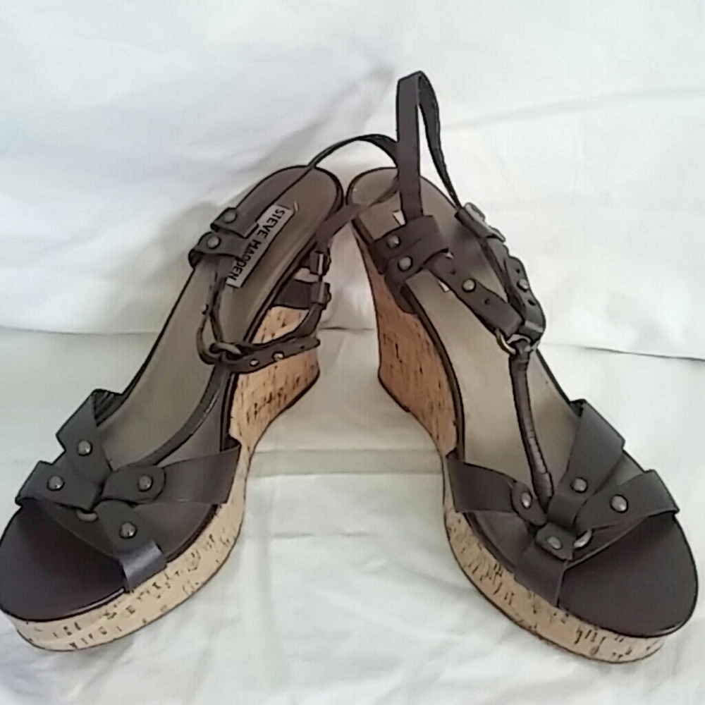 Steve Madden strappy cork wedges