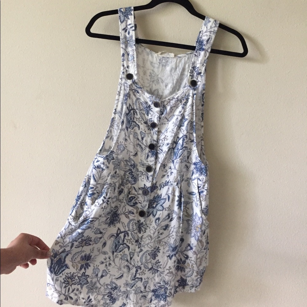 Blue and white floral boutique ROMPER