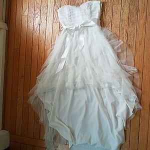 White Asymmetrical  Prom Dress