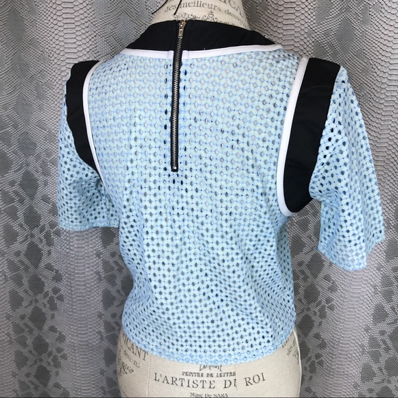 Blue cut out pearl stone blouse detail - Picture 3 of 4