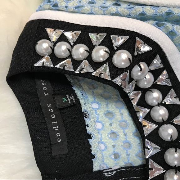 Blue cut out pearl stone blouse detail - Picture 4 of 4