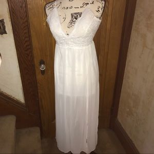 White gown with slit in leg