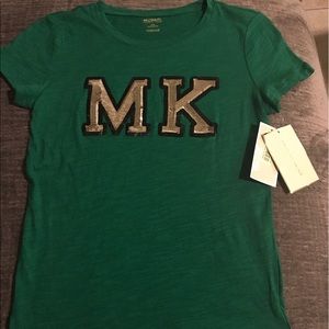 Michael Kors sequin MK logo Tee MF55KEV2V7