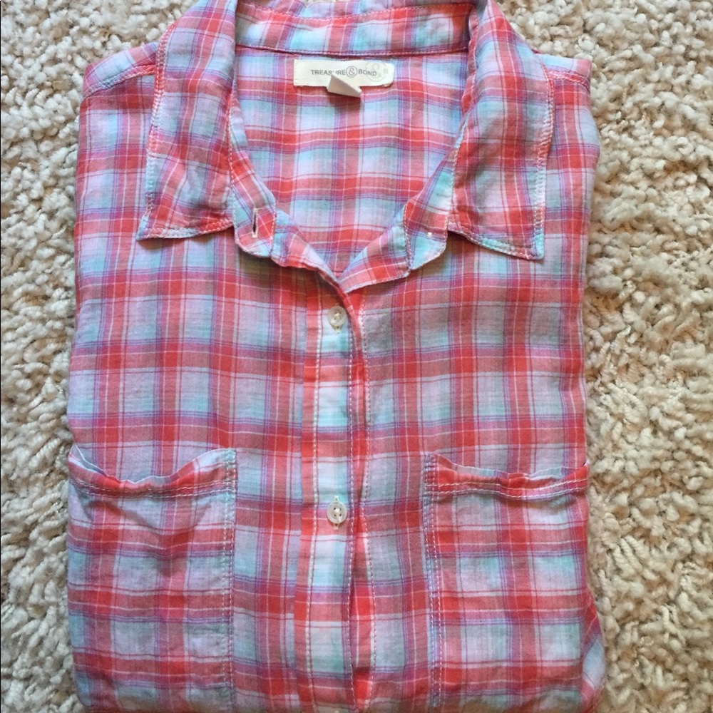 NWOT Treasure and Bond plaid shirt