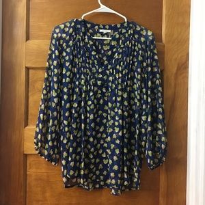 Pleione Navy Print Sheer Top