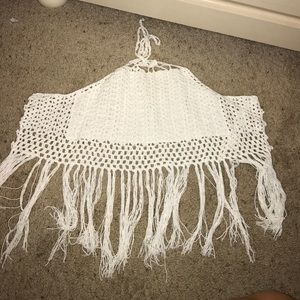 White crochet halter crop top/ festival top