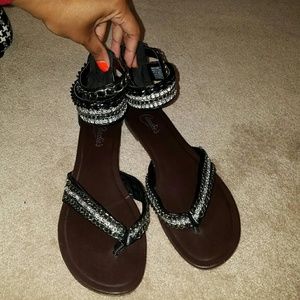 Black and silver sandals