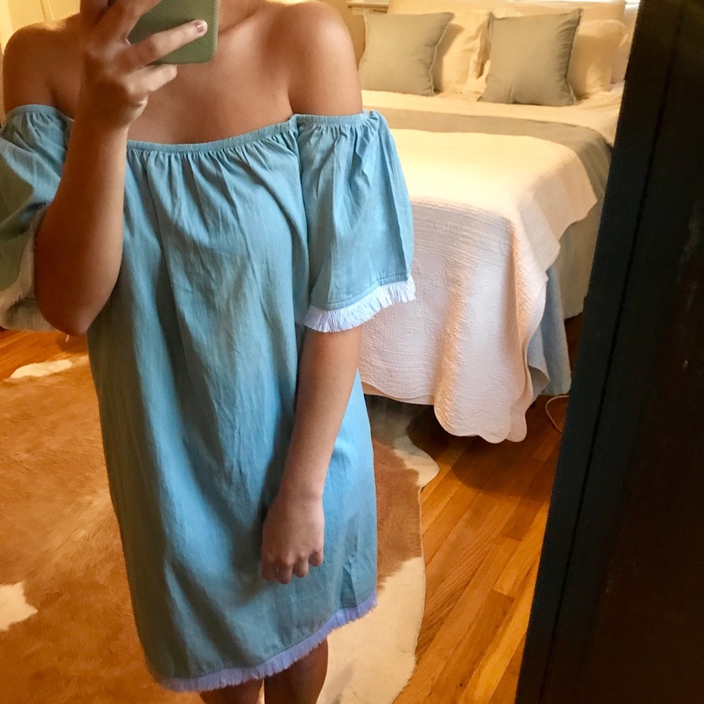 Karlie chambray off shoulder dress🌻