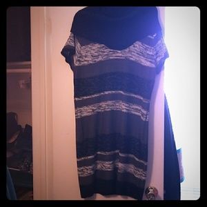 Black grey white knitted dress