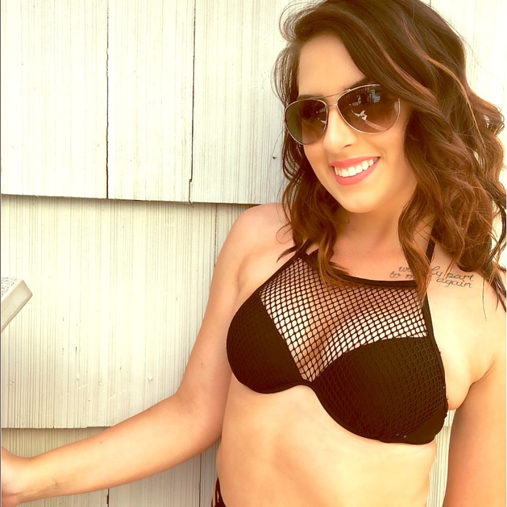 Black fishnet bikini top