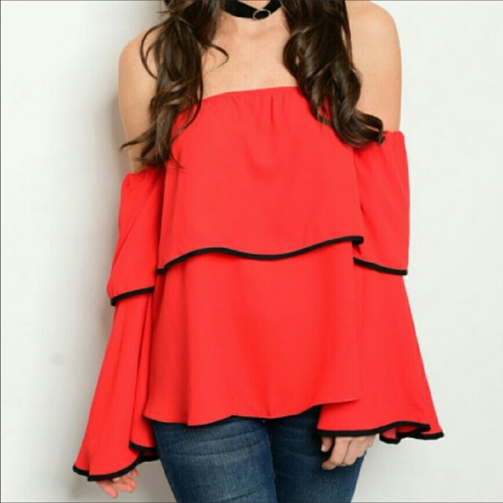Stunning Red off shoulder shirt