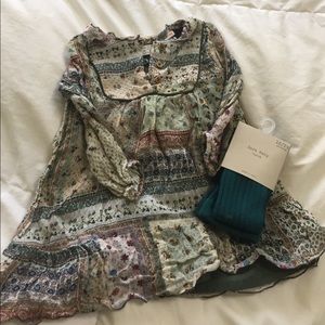 Zara baby girl dress 12-18 months with tights