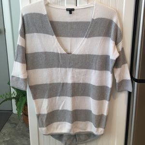 Express Grey & White Oversized Sweater