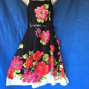 🌹Vintage Sun Dress Black/Floral 👗EUC☀️