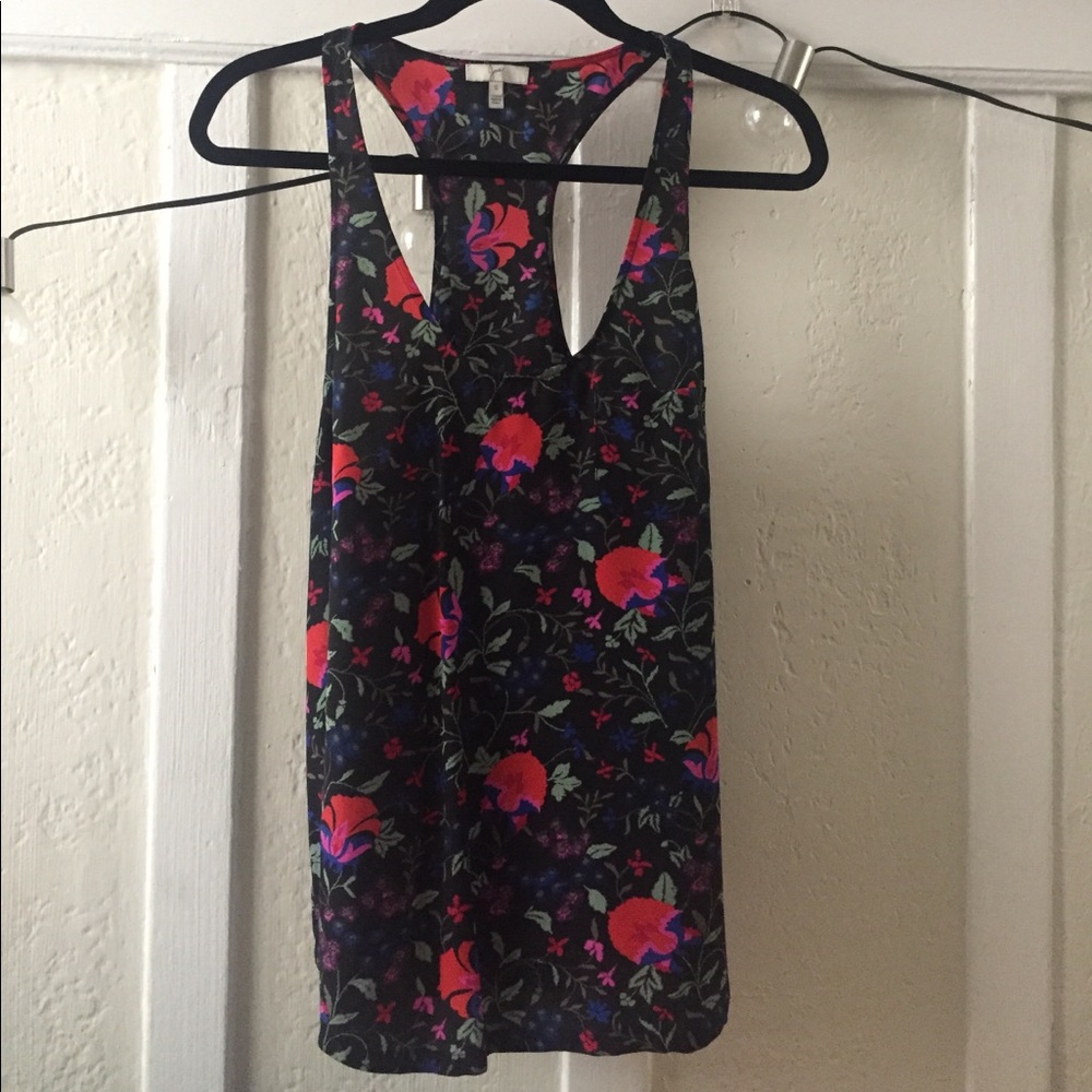 Joie Floral Racerback Silk Tank Top