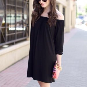 Black off-the-shoulder dress
