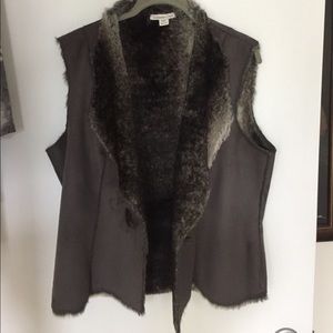 Fur and suede vest