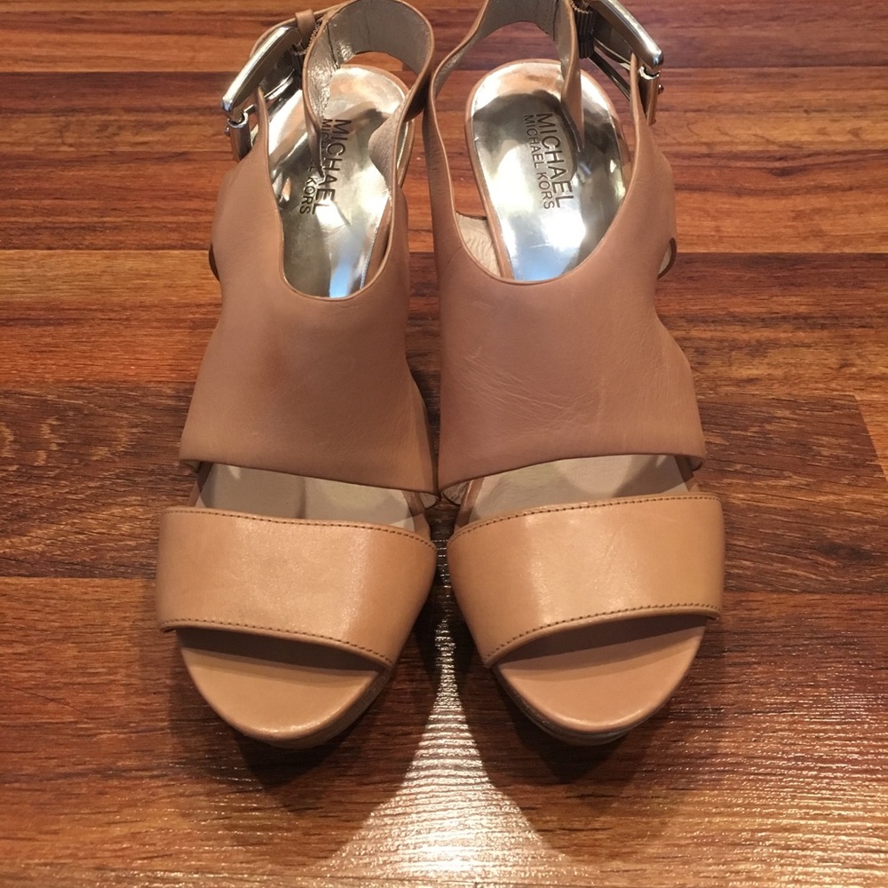 Michael Michael Kors Nude Open Toe Heels