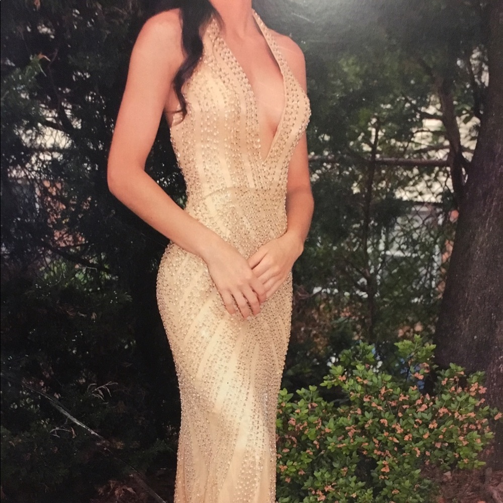 Sequin gold full length dress