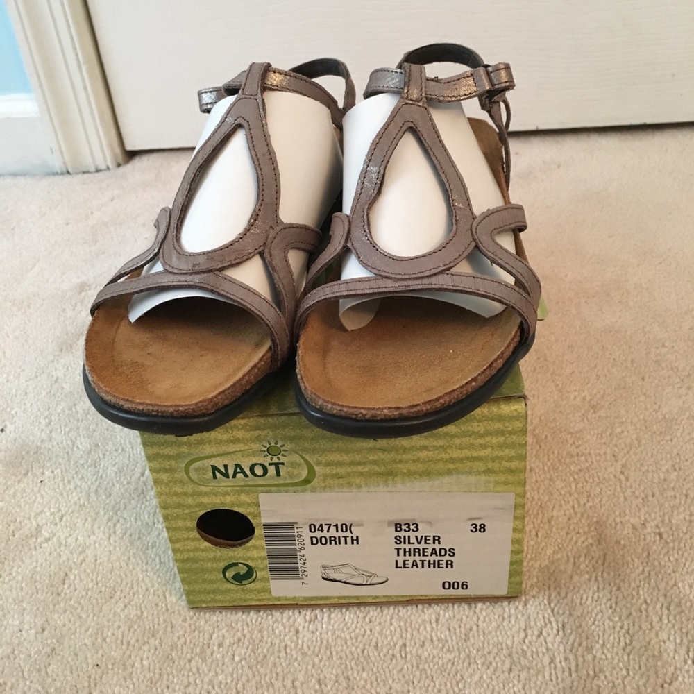 Naot silver leather sandals