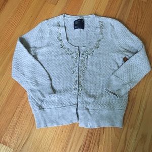 Jeweled neck and placket cardigan