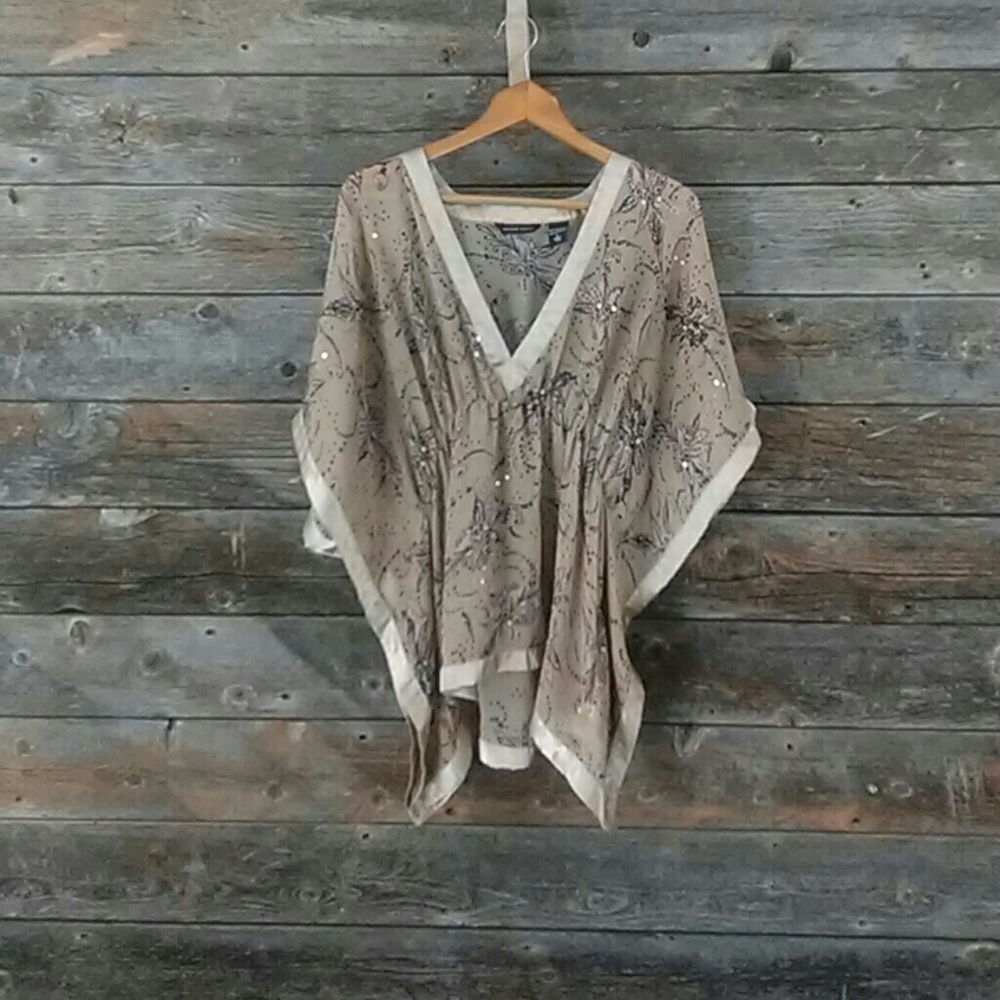 Creme and brown blouse