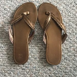 Bronze flip flops!
