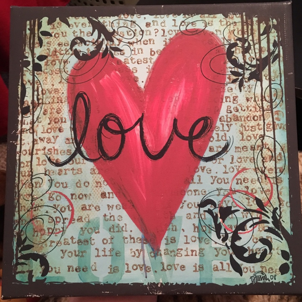 Pretty Heart Canvas Painting - Wall Decor