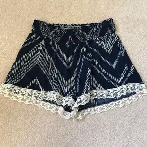 Blue and white patterned shorts