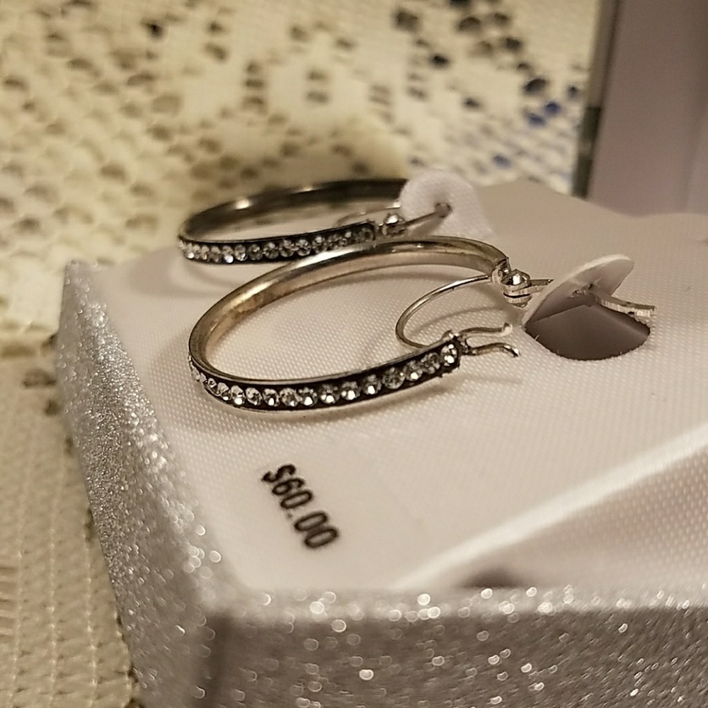 Fine Silver Plated Crystal Hoop Earrings_3