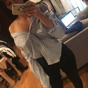 Blue striped button up